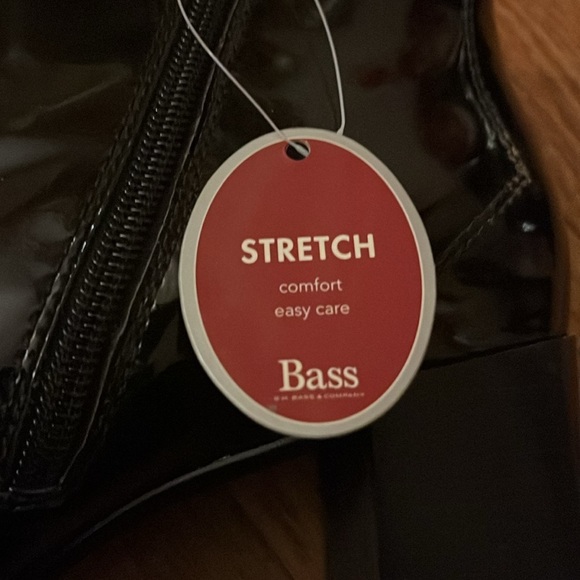 NWT Bass booties size 9 black patent leather side zip block heel square toe - Picture 9 of 11